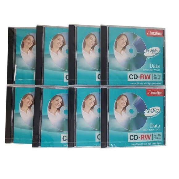 Lot of 8 Blank CD-RW Discs 700MB 4x-12x Imation Data Rewritable Media NEW Sealed - Picture 3 of 7